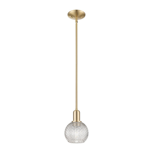 Innovations Athens 6in 1-Light Mini Pendant | Industrial Champagne Bronze Steel and Clear Basket Weave Glass | Kitchen Island | Model 716-1S-CB-G122C-6CL