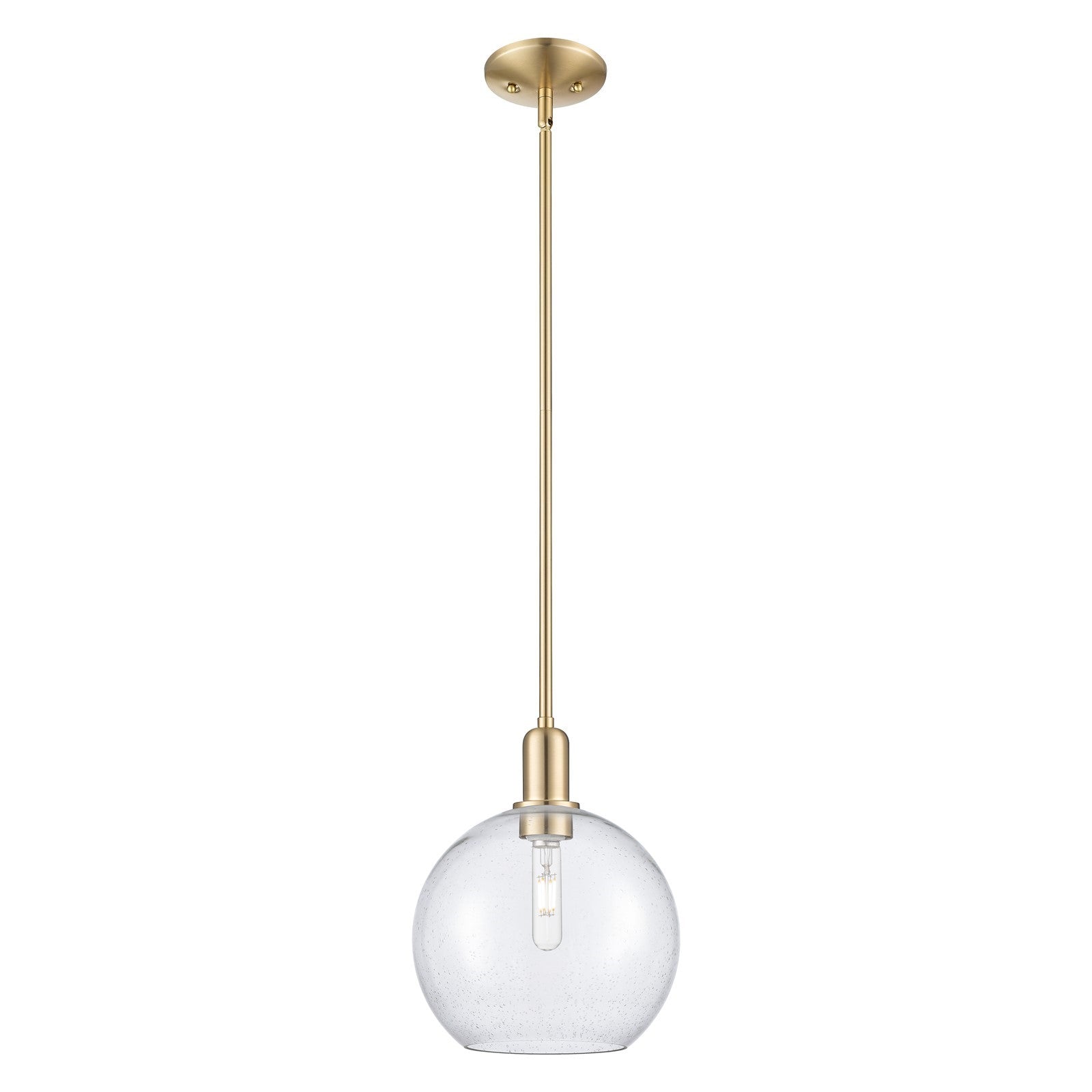Innovations Athens 10in 1-Light Mini Pendant | Industrial Champagne Bronze Steel and Seedy Glass | Kitchen Island & Dining Room | Model 716-1S-CB-G124-10