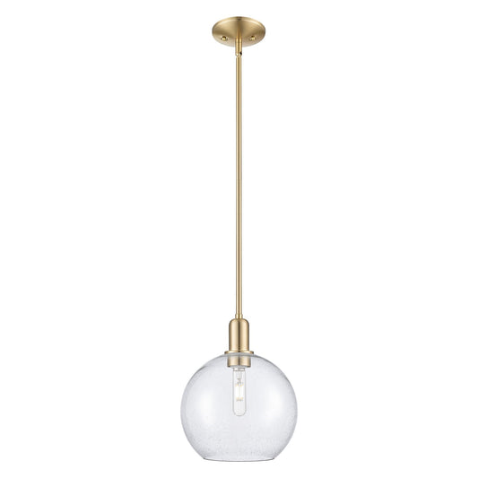Innovations Athens 10in 1-Light Mini Pendant | Industrial Champagne Bronze Steel and Seedy Glass | Kitchen Island & Dining Room | Model 716-1S-CB-G124-10