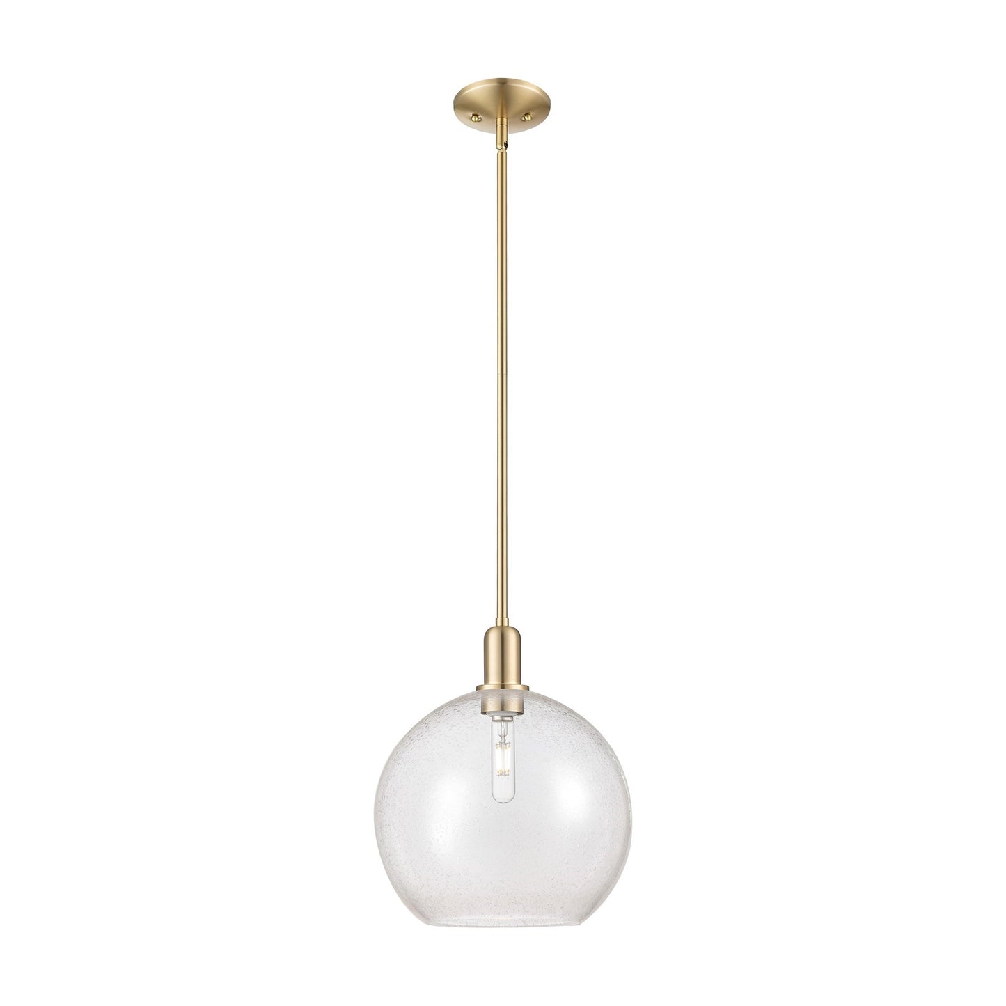 Innovations Athens 12in 1-Light Mini Pendant | Industrial Champagne Bronze Steel and Seedy Glass | Kitchen Island & Dining Room | Model 716-1S-CB-G124-12