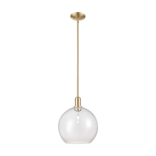 Innovations Athens 12in 1-Light Mini Pendant | Industrial Champagne Bronze Steel and Seedy Glass | Kitchen Island & Dining Room | Model 716-1S-CB-G124-12
