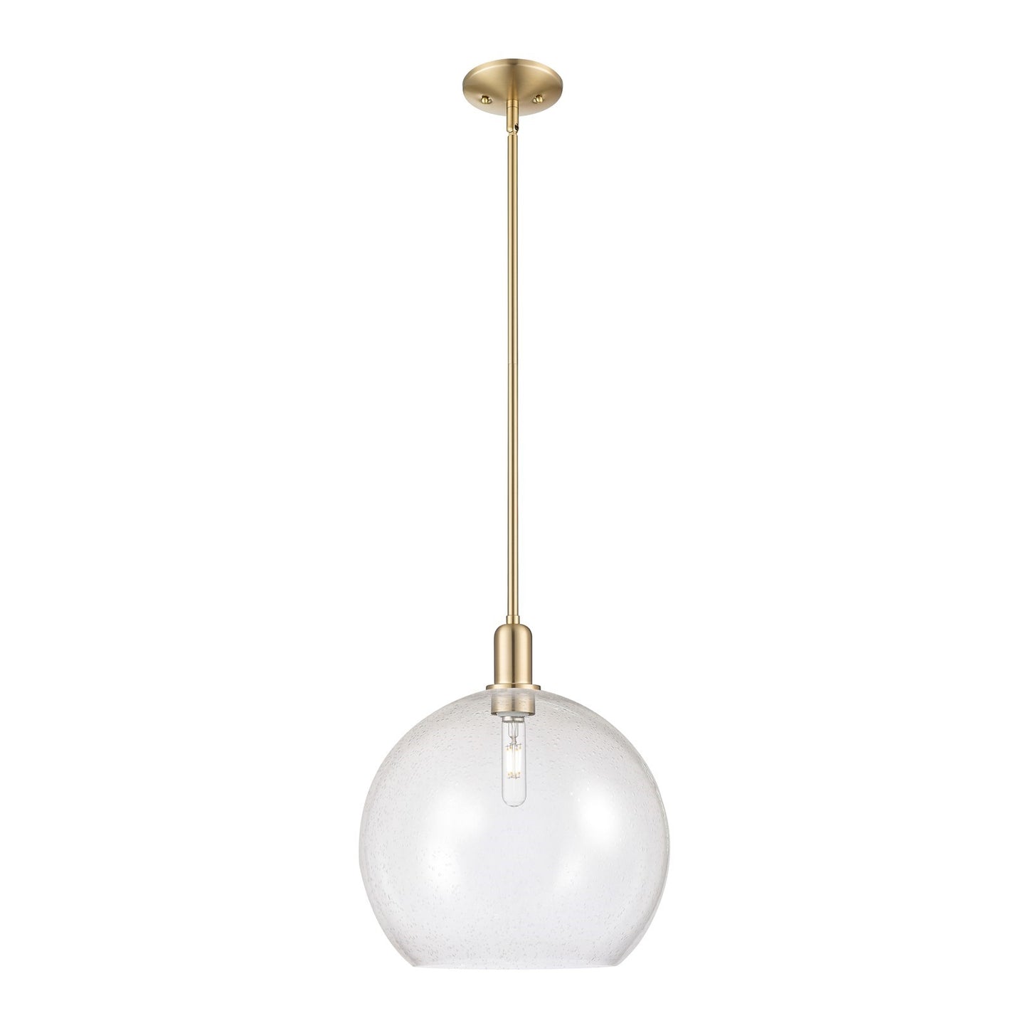 Innovations Athens 14in 1-Light Mini Pendant | Industrial Champagne Bronze Steel and Seedy Glass | Kitchen Island & Dining Room | Model 716-1S-CB-G124-14