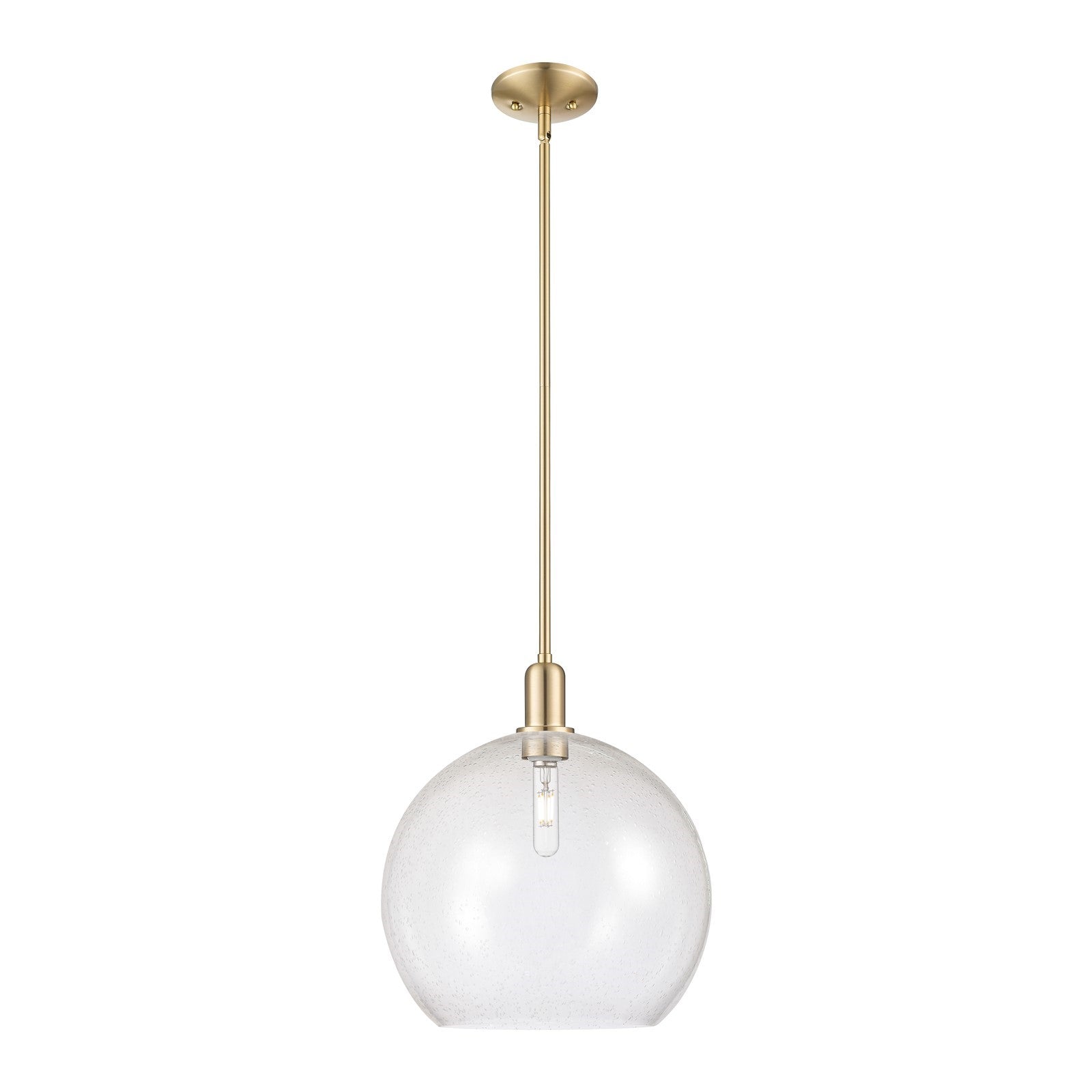 Innovations Athens 14in 1-Light Mini Pendant | Industrial Champagne Bronze Steel and Seedy Glass | Kitchen Island & Dining Room | Model 716-1S-CB-G124-14