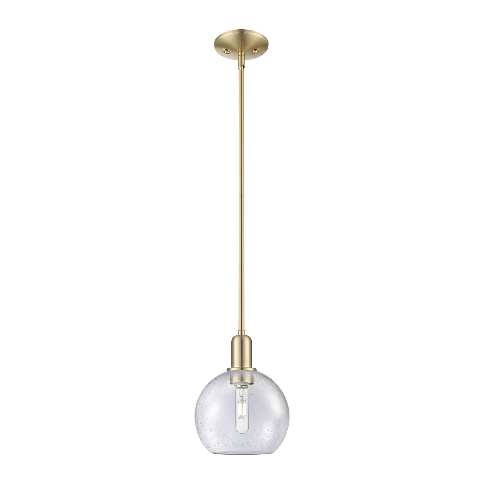 Innovations Athens 8in 1-Light Mini Pendant | Industrial Champagne Bronze Steel and Seedy Glass | Kitchen Island & Dining Room | Model 716-1S-CB-G124-8