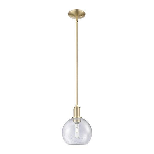 Innovations Athens 8in 1-Light Mini Pendant | Industrial Champagne Bronze Steel and Seedy Glass | Kitchen Island & Dining Room | Model 716-1S-CB-G124-8