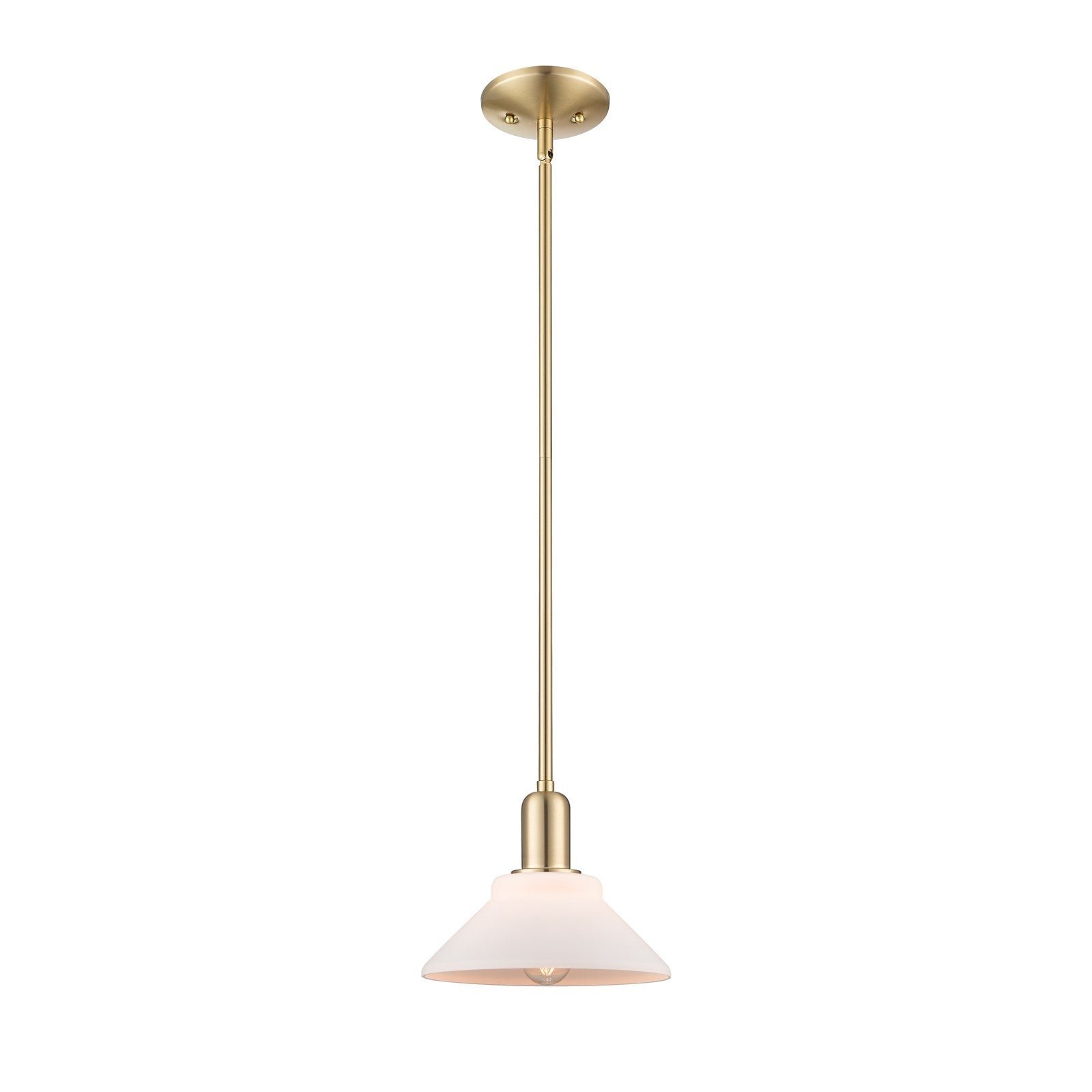 Innovations Orwell 8in 1-Light Mini Pendant | Industrial Champagne Bronze Steel and Matte White Glass | Kitchen Island & Dining | Model 716-1S-CB-G131