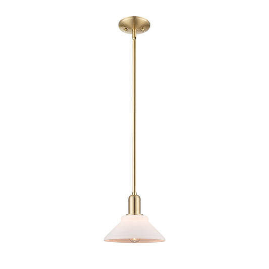 Innovations Orwell 8in 1-Light Mini Pendant | Industrial Champagne Bronze Steel and Matte White Glass | Kitchen Island & Dining | Model 716-1S-CB-G131