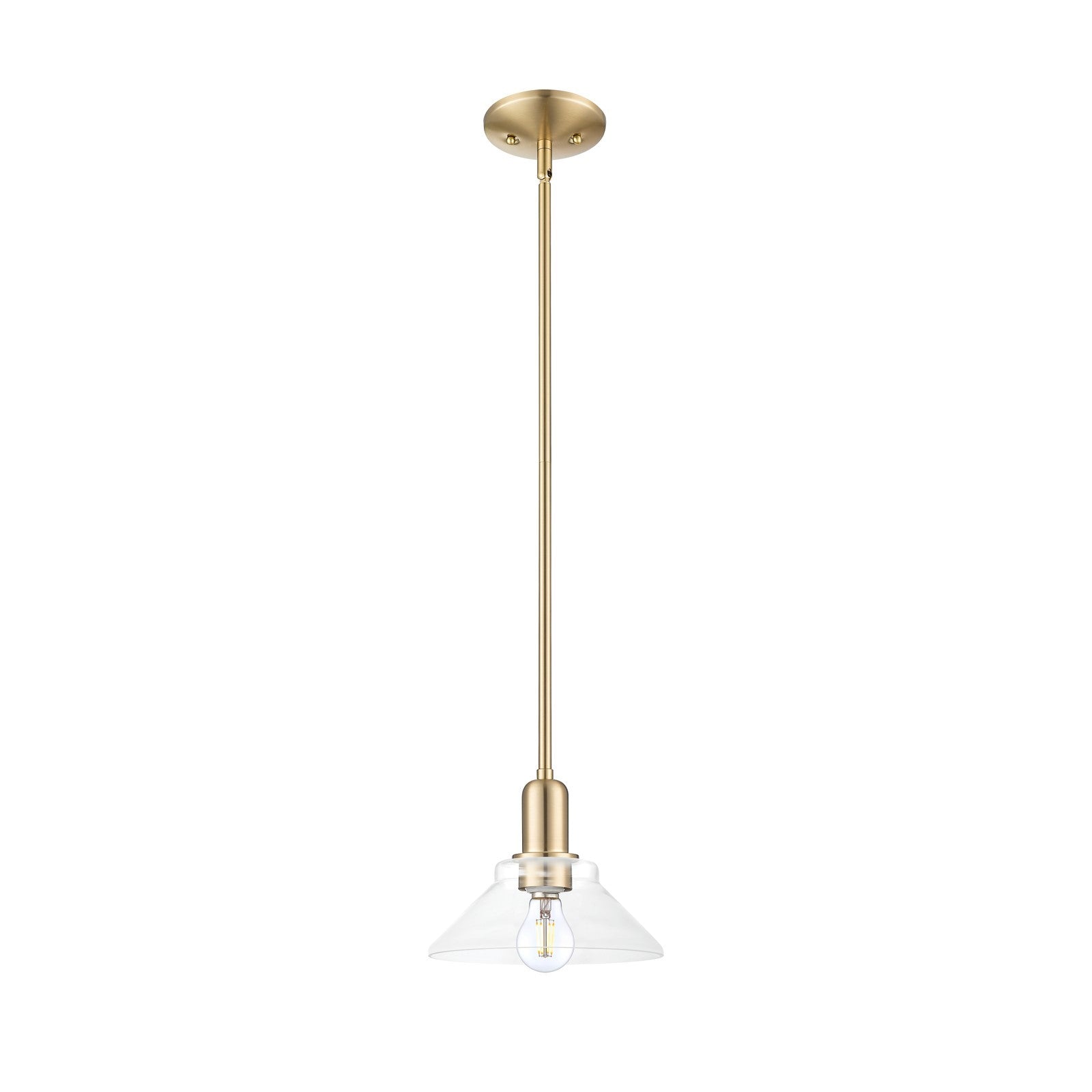 Innovations Orwell 8in 1-Light Mini Pendant | Industrial Champagne Bronze Steel and Clear Glass | Kitchen Island & Dining Room | Model 716-1S-CB-G132