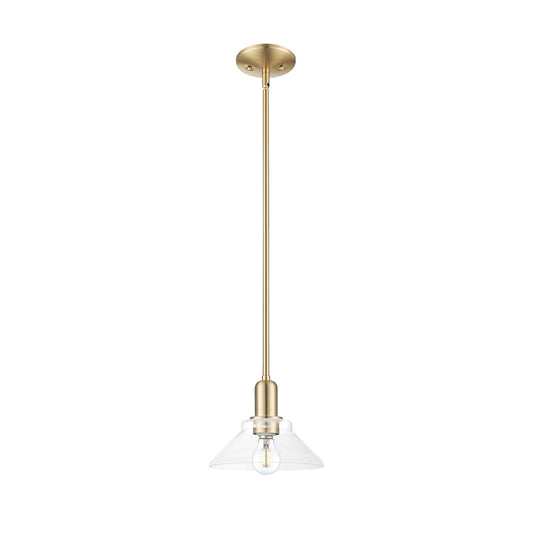 Innovations Orwell 8in 1-Light Mini Pendant | Industrial Champagne Bronze Steel and Clear Glass | Kitchen Island & Dining Room | Model 716-1S-CB-G132