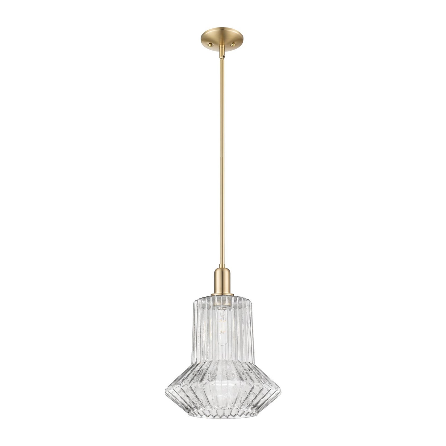Innovations Springwater 12in 1-Light Mini Pendant | Industrial Champagne Bronze Steel and Clear Fluted Glass | Kitchen Island & | Model 716-1S-CB-G212