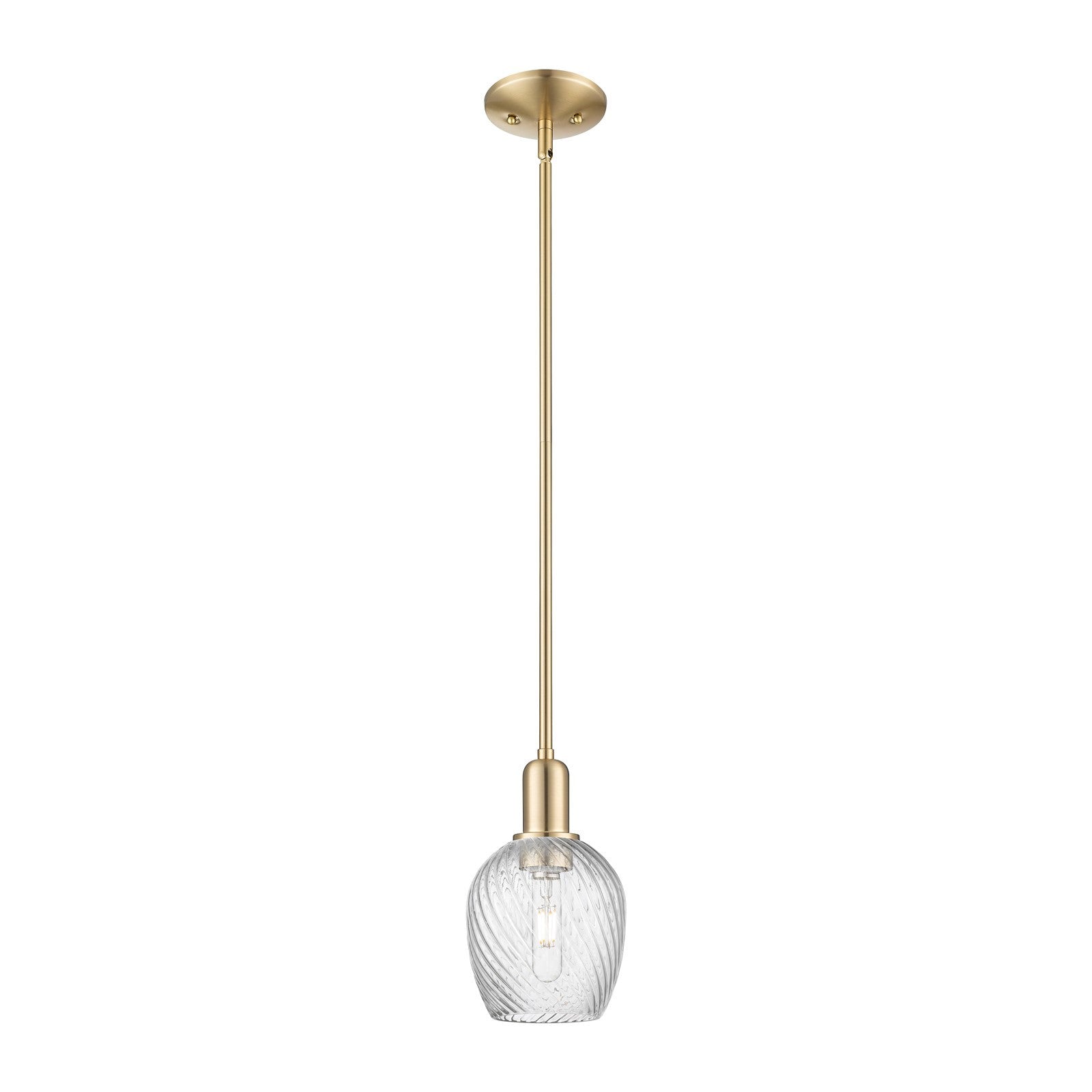 Innovations Salina 6in 1-Light Mini Pendant | Industrial Champagne Bronze Steel and Clear Spiral Fluted Glass | Kitchen Island & | Model 716-1S-CB-G292