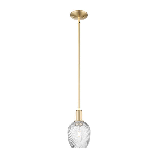 Innovations Salina 6in 1-Light Mini Pendant | Industrial Champagne Bronze Steel and Clear Spiral Fluted Glass | Kitchen Island & | Model 716-1S-CB-G292