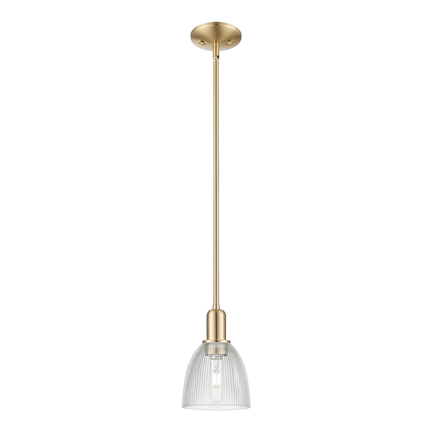 Innovations Castile 6in 1-Light Mini Pendant | Industrial Champagne Bronze Steel and Clear Glass | Kitchen Island & Dining Room | 6 | Model 716-1S-CB-G382