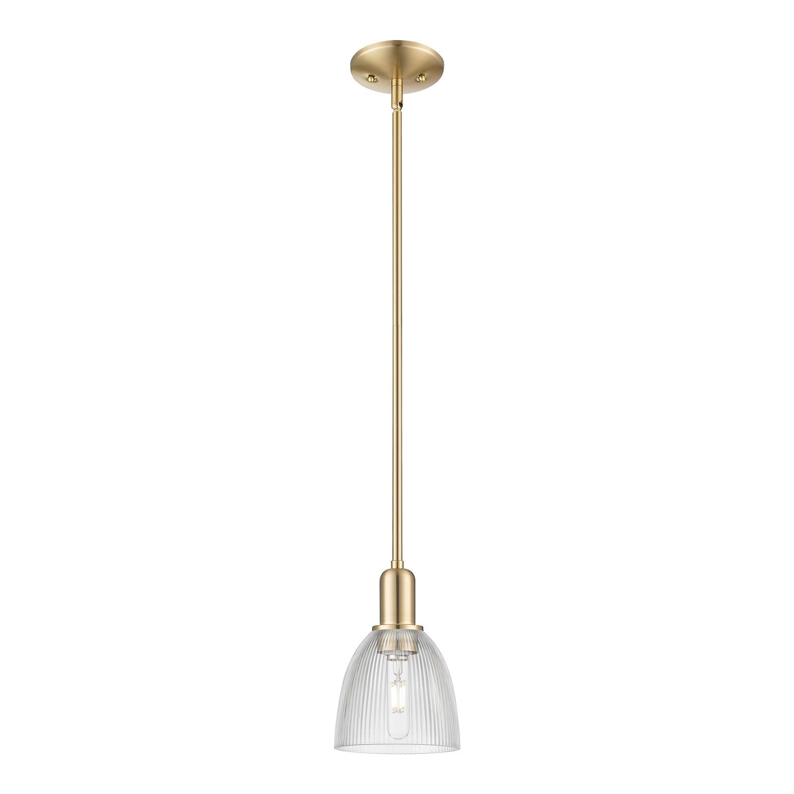 Innovations Castile 6in 1-Light Mini Pendant | Industrial Champagne Bronze Steel and Clear Glass | Kitchen Island & Dining Room | 6 | Model 716-1S-CB-G382