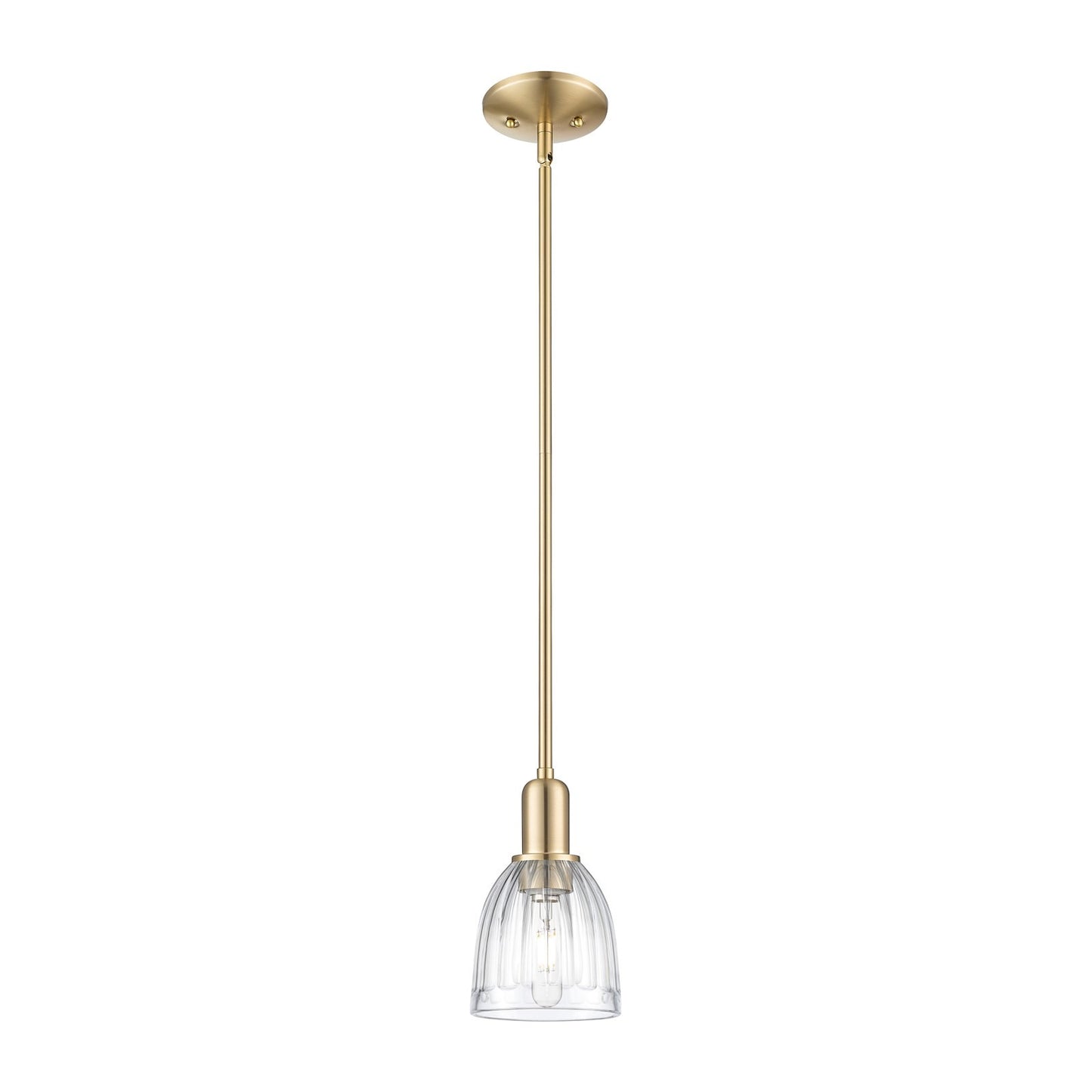 Innovations Brookfield 6in 1-Light Mini Pendant | Industrial Champagne Bronze Steel and Clear Ribbed Glass | Kitchen Island | 5.75 | Model 716-1S-CB-G442