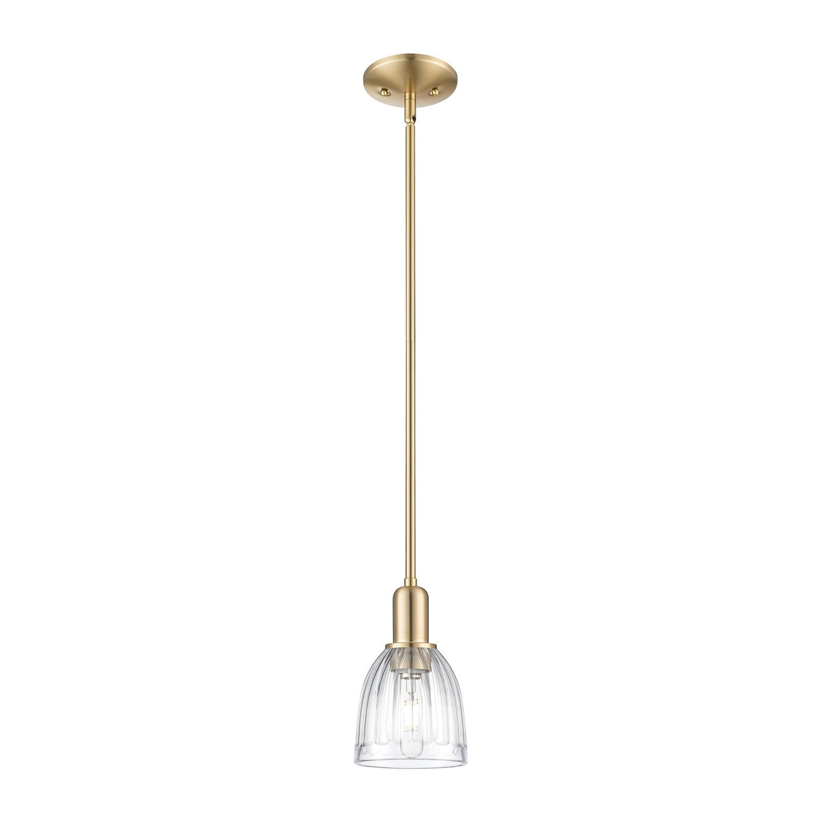 Innovations Brookfield 6in 1-Light Mini Pendant | Industrial Champagne Bronze Steel and Clear Ribbed Glass | Kitchen Island | 5.75 | Model 716-1S-CB-G442