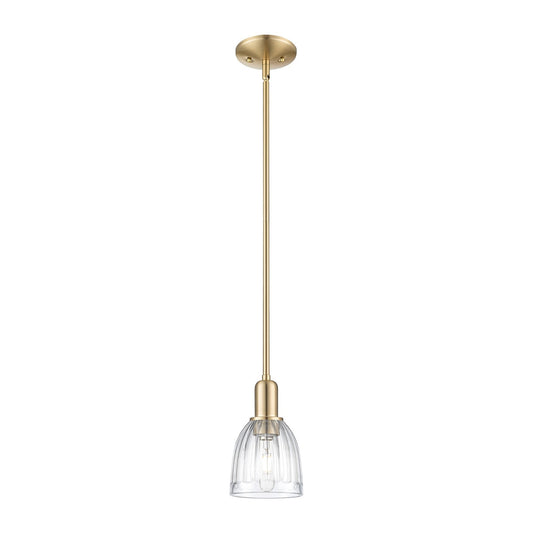 Innovations Brookfield 6in 1-Light Mini Pendant | Industrial Champagne Bronze Steel and Clear Ribbed Glass | Kitchen Island | 5.75 | Model 716-1S-CB-G442