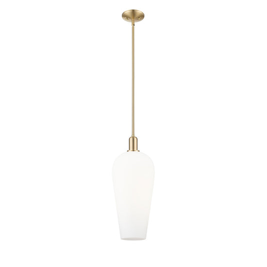 Innovations Chelsea 8in 1-Light Mini Pendant | Industrial Champagne Bronze Steel and White Glass | Kitchen Island & Dining Room | Model 716-1S-CB-G456-8WH