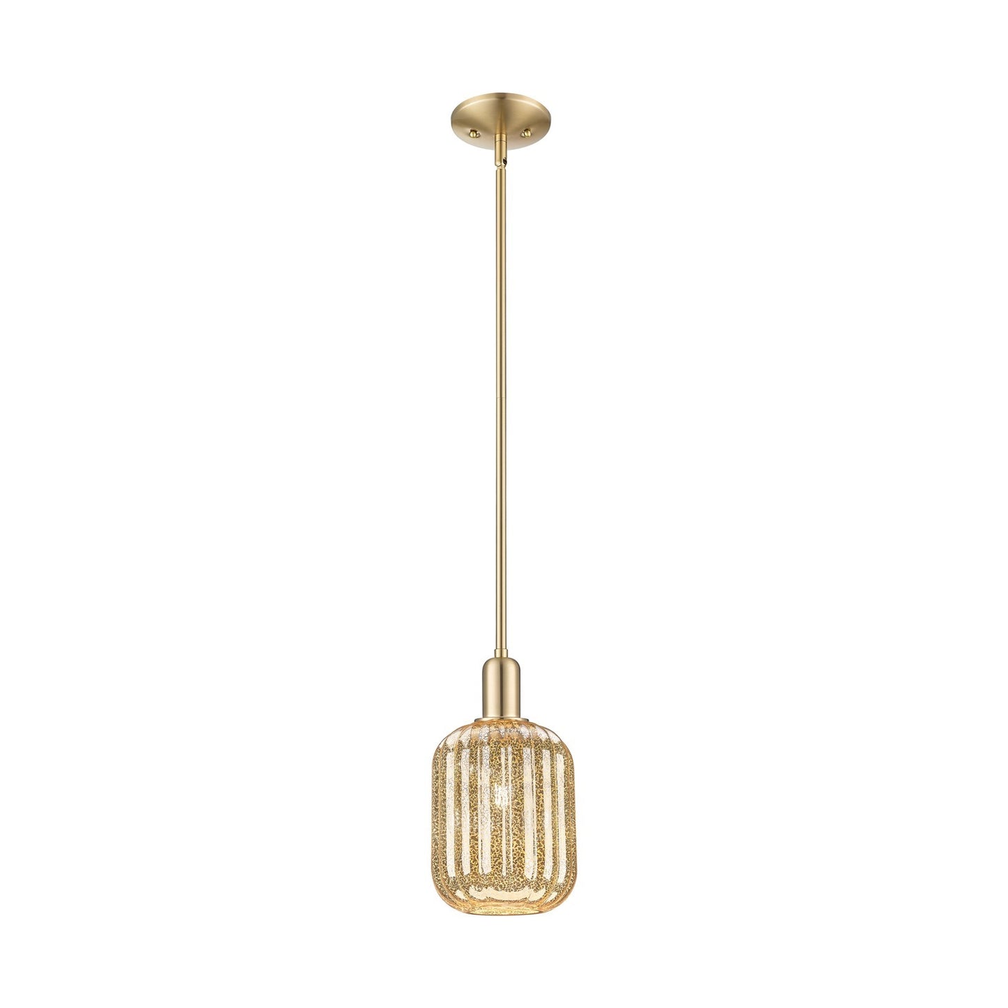 Innovations Preston Cylinder 6.75in 1-Light Mini Pendant | Industrial Champagne Bronze Steel and Mercury Glass | Kitchen Island | Model 716-1S-CB-G460-7ME