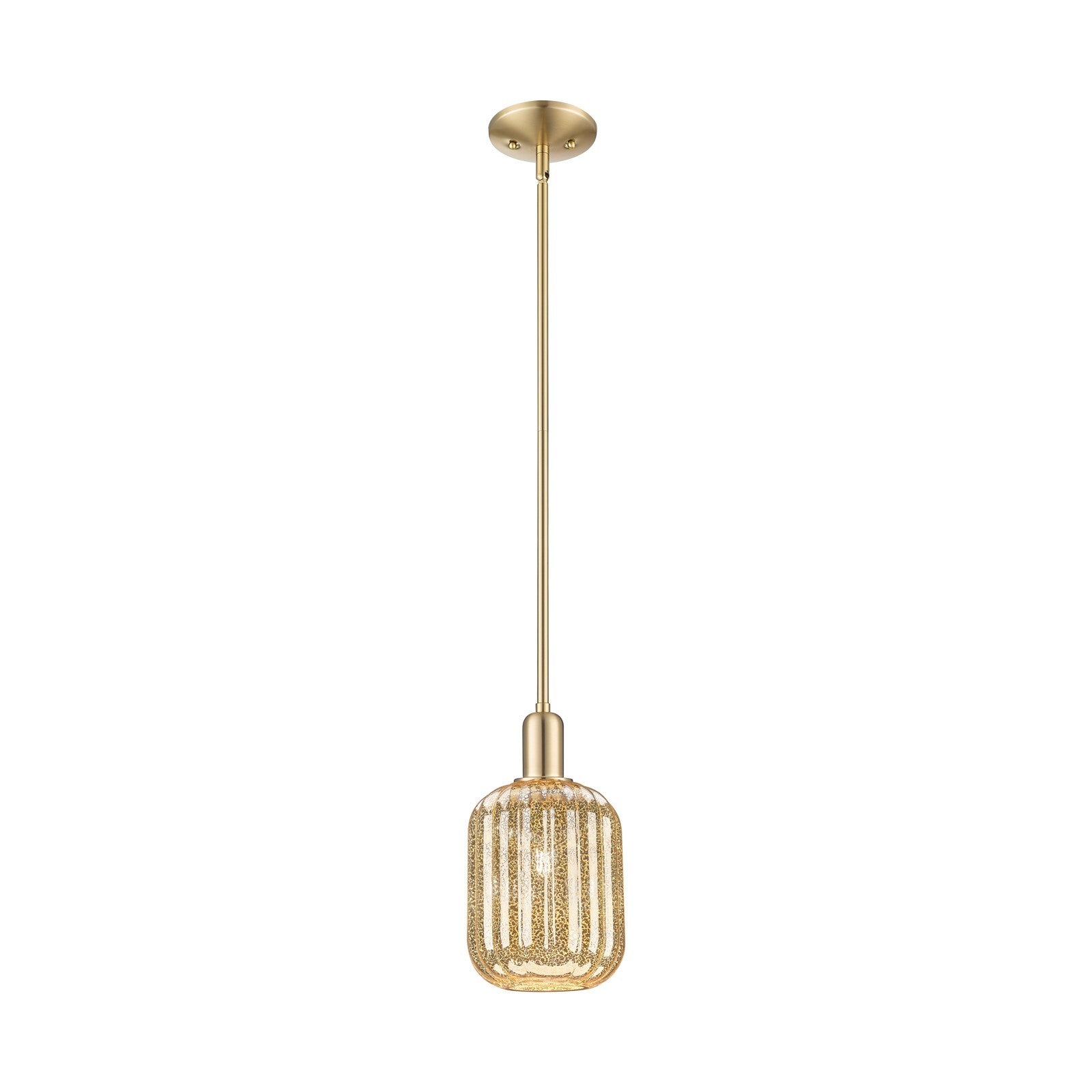 Innovations Preston Cylinder 6.75in 1-Light Mini Pendant | Industrial Champagne Bronze Steel and Mercury Glass | Kitchen Island | Model 716-1S-CB-G460-7ME