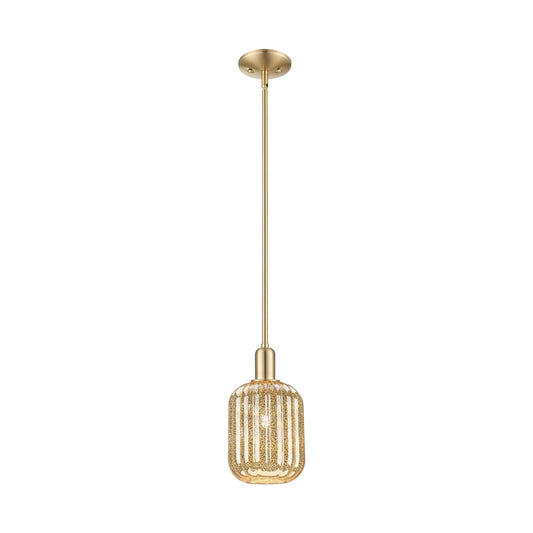 Innovations Preston Cylinder 6.75in 1-Light Mini Pendant | Industrial Champagne Bronze Steel and Mercury Glass | Kitchen Island | Model 716-1S-CB-G460-7ME