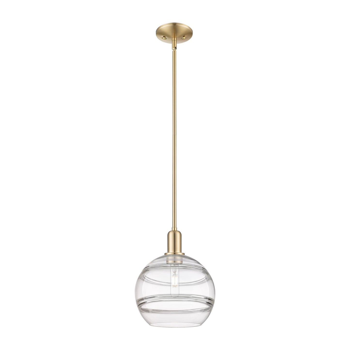 Innovations Rochester 10in 1-Light Mini Pendant | Industrial Champagne Bronze Steel and Clear Glass | Kitchen Island & Dining | Model 716-1S-CB-G556-10CL
