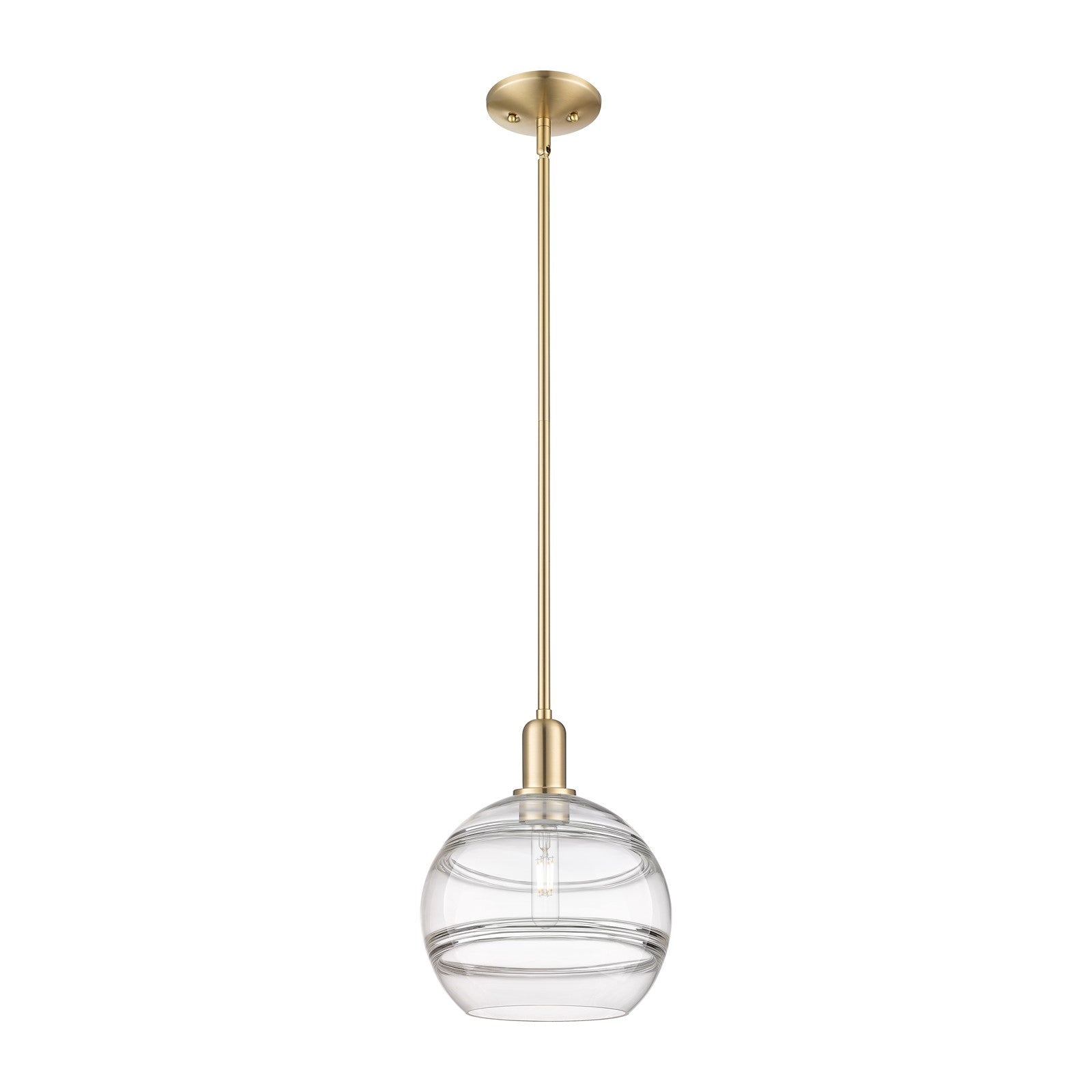 Innovations Rochester 10in 1-Light Mini Pendant | Industrial Champagne Bronze Steel and Clear Glass | Kitchen Island & Dining | Model 716-1S-CB-G556-10CL