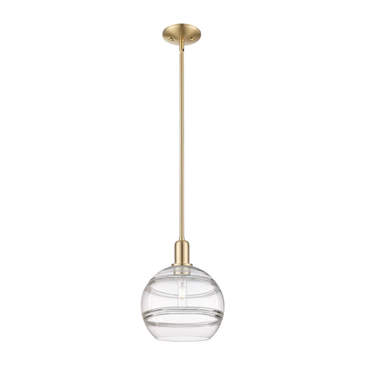 Innovations Rochester 10in 1-Light Mini Pendant | Industrial Champagne Bronze Steel and Clear Glass | Kitchen Island & Dining | Model 716-1S-CB-G556-10CL