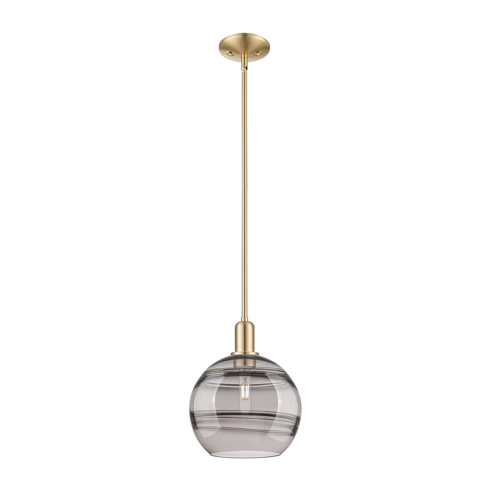 Innovations Rochester 10in 1-Light Mini Pendant | Industrial Champagne Bronze Steel and Light Smoke Glass | Kitchen Island & | Model 716-1S-CB-G556-10SM