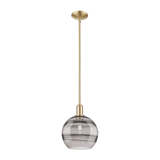 Innovations Rochester 10in 1-Light Mini Pendant | Industrial Champagne Bronze Steel and Light Smoke Glass | Kitchen Island & | Model 716-1S-CB-G556-10SM