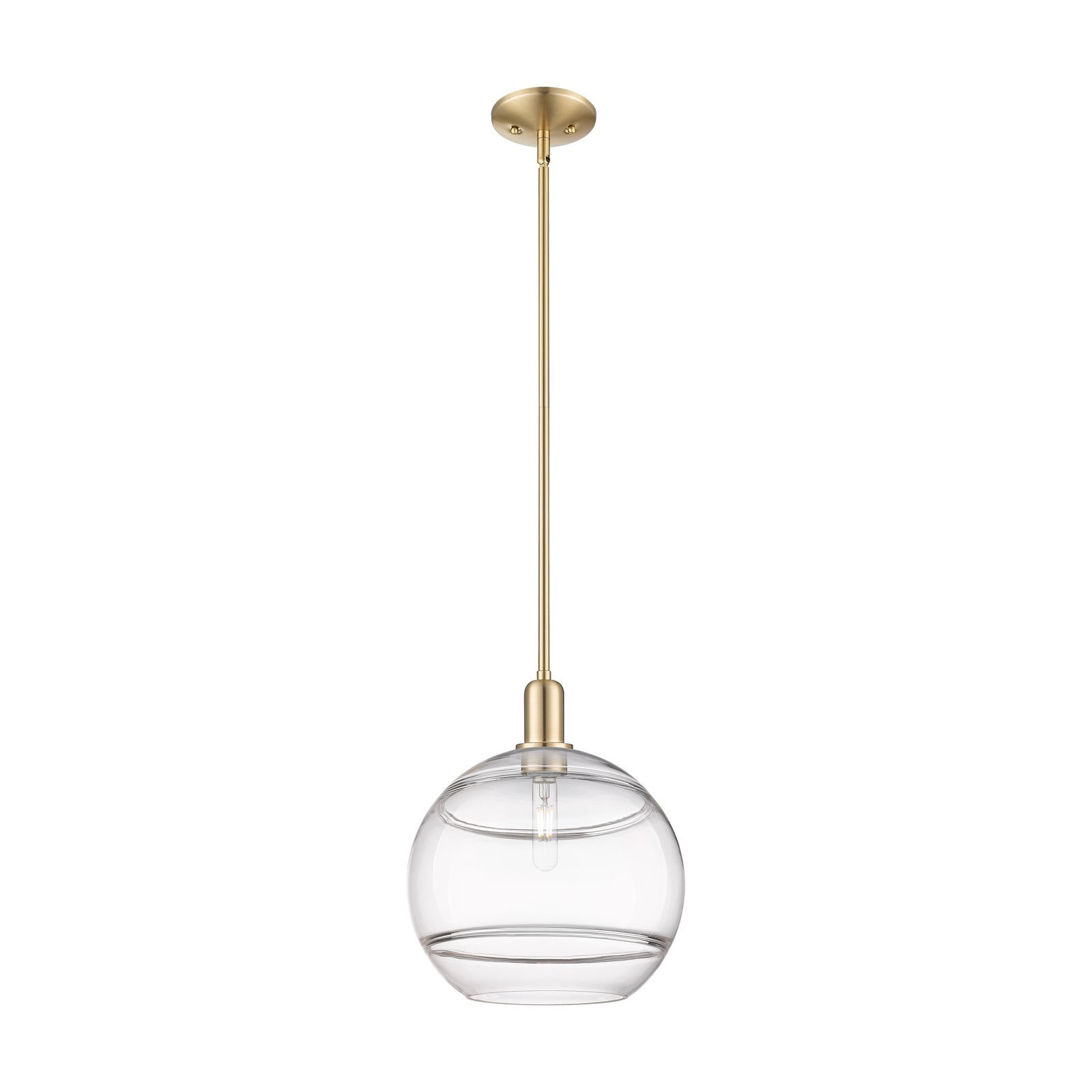 Innovations Rochester 12in 1-Light Mini Pendant | Industrial Champagne Bronze Steel and Clear Glass | Kitchen Island & Dining | Model 716-1S-CB-G556-12CL