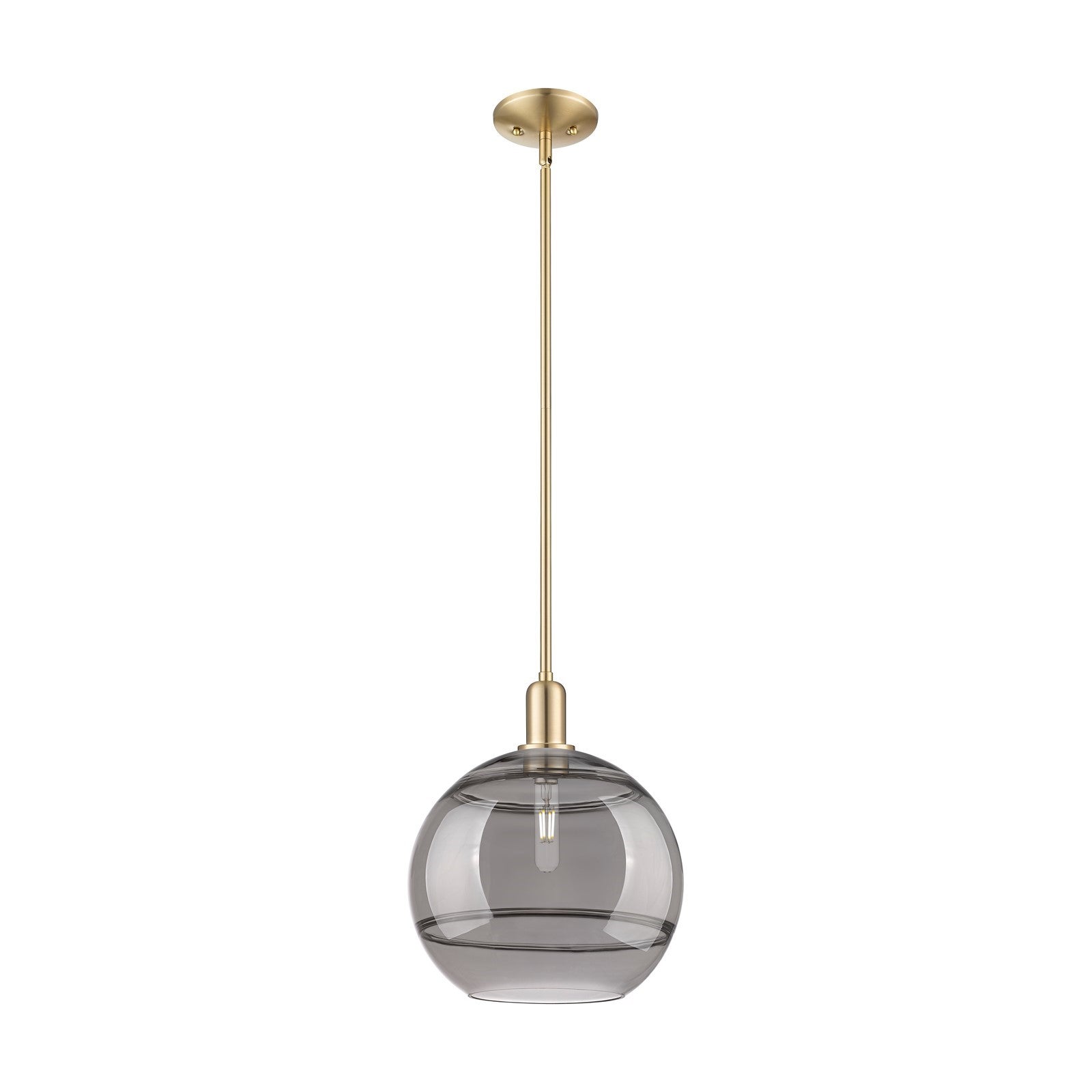 Innovations Rochester 12in 1-Light Mini Pendant | Industrial Champagne Bronze Steel and Light Smoke Glass | Kitchen Island & | Model 716-1S-CB-G556-12SM