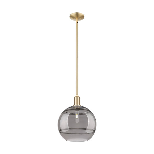 Innovations Rochester 12in 1-Light Mini Pendant | Industrial Champagne Bronze Steel and Light Smoke Glass | Kitchen Island & | Model 716-1S-CB-G556-12SM