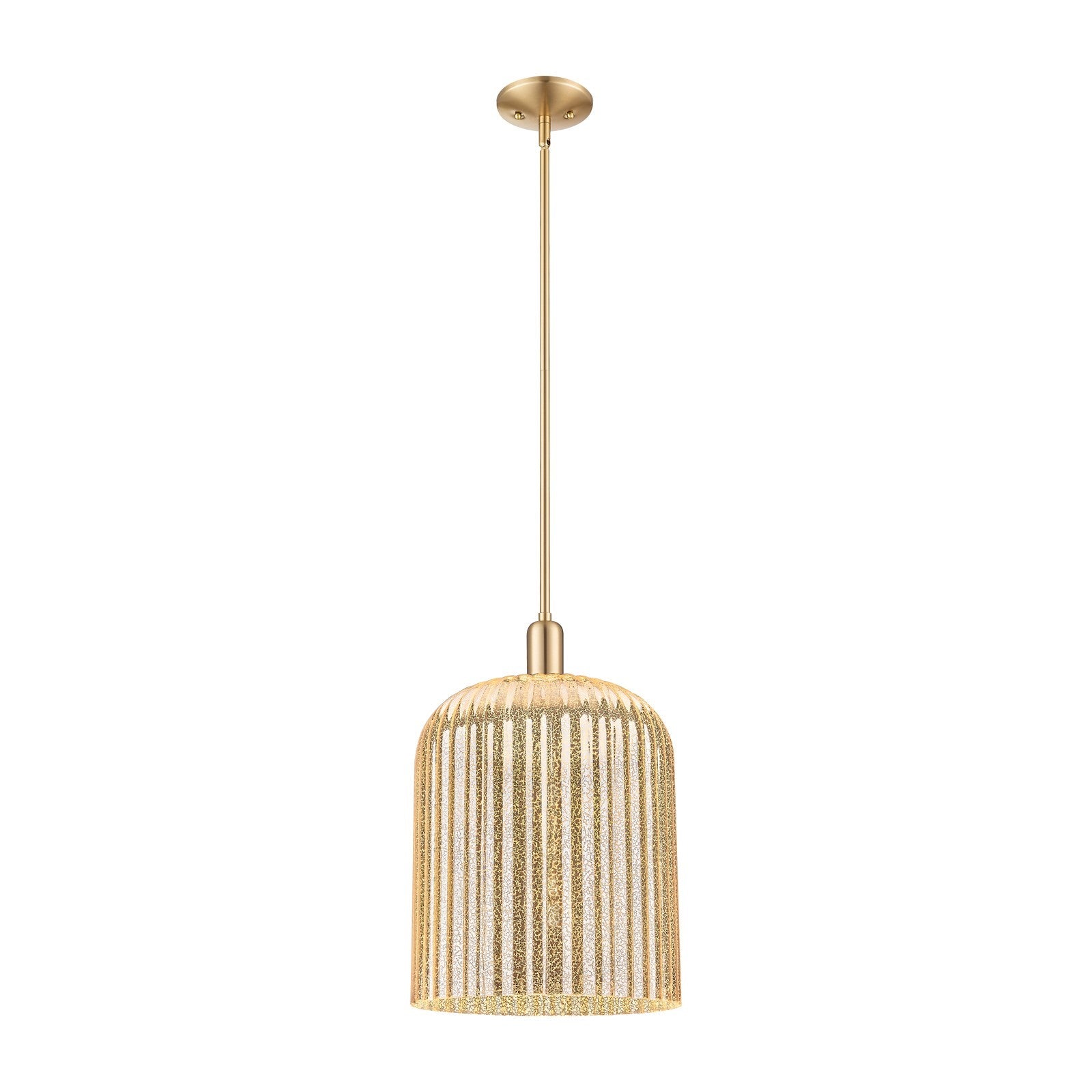 Innovations Bridal Veil 12in 1-Light Mini Pendant | Industrial Champagne Bronze Steel and Mercury Ribbed Glass | Kitchen | Model 716-1S-CB-G559-12ME