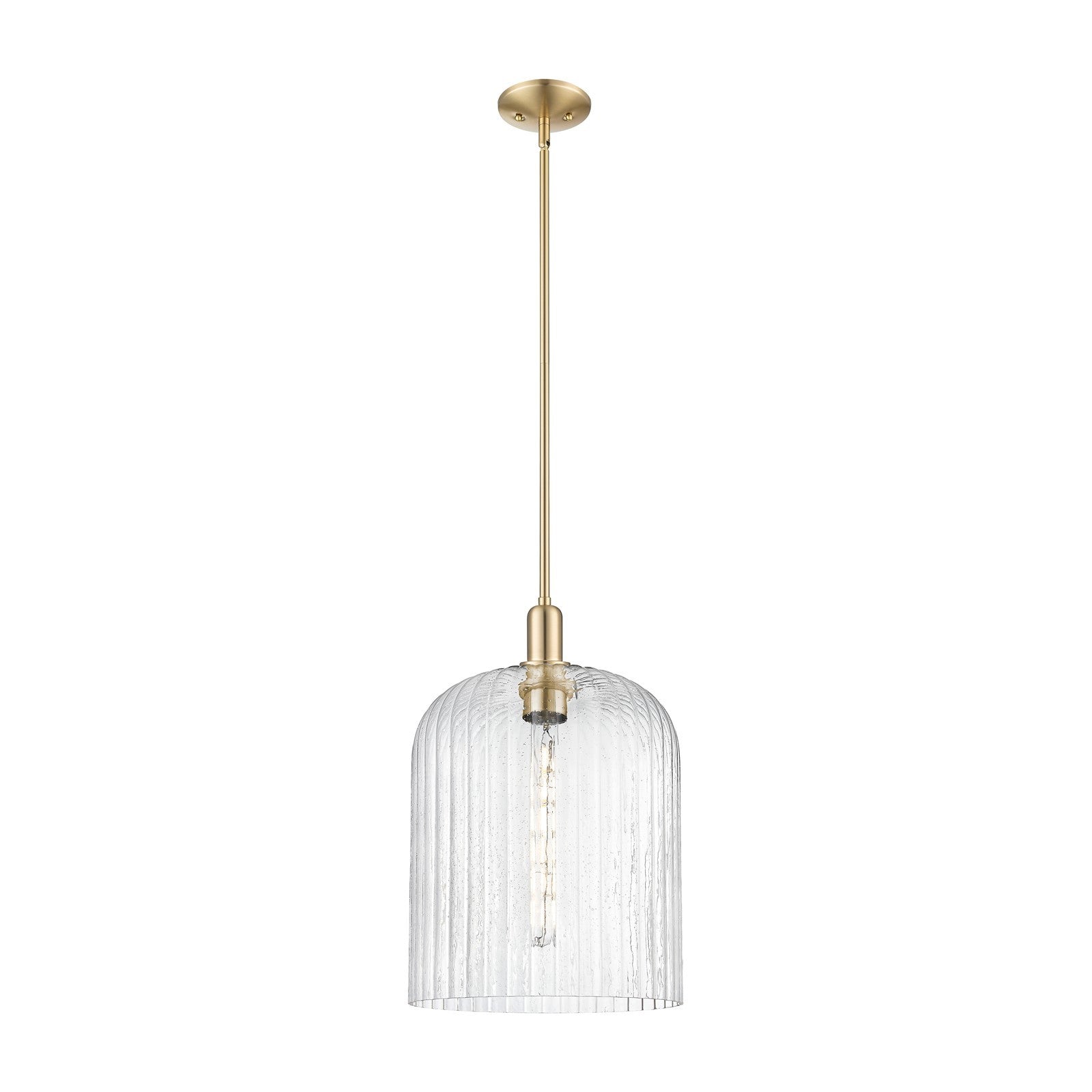 Innovations Bridal Veil 12in 1-Light Mini Pendant | Industrial Champagne Bronze Steel and Seedy Ribbed Glass | Kitchen Island | Model 716-1S-CB-G559-12SDY