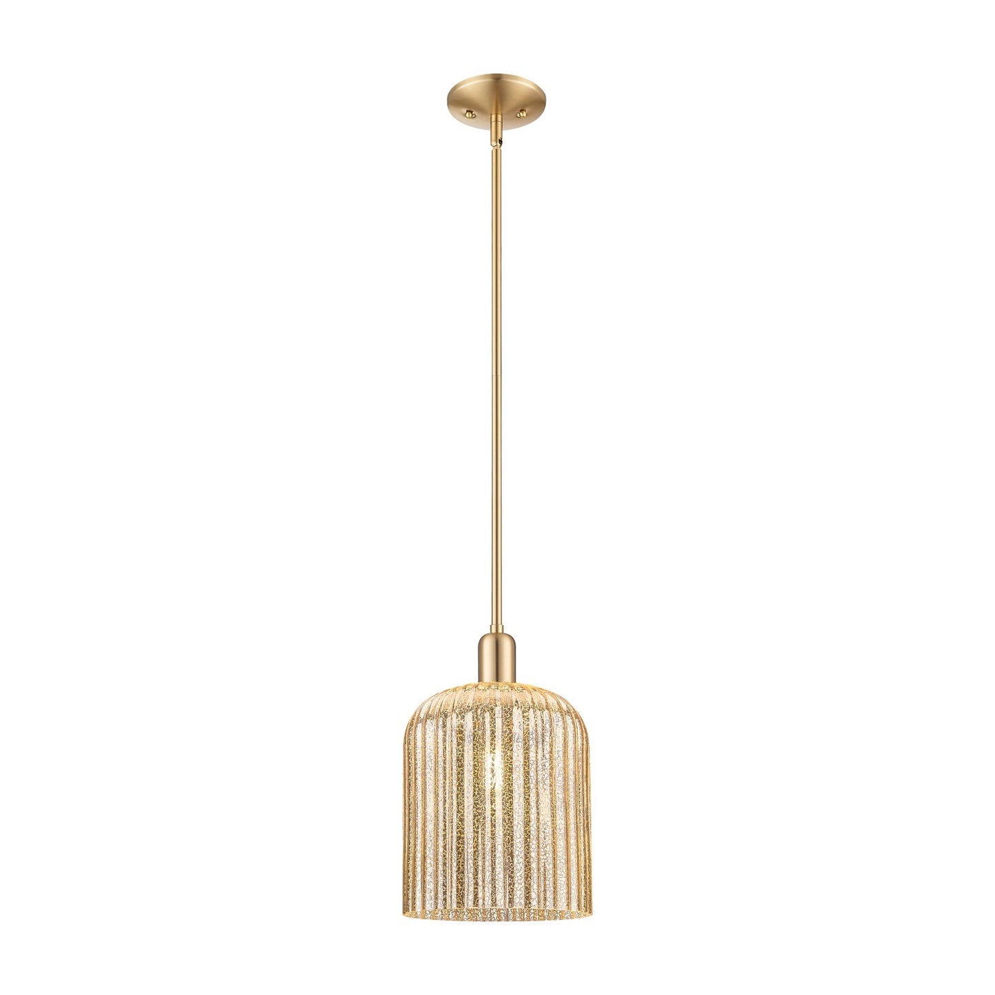 Innovations Bridal Veil 8in 1-Light Mini Pendant | Industrial Champagne Bronze Steel and Mercury Ribbed Glass | Kitchen Island | Model 716-1S-CB-G559-8ME