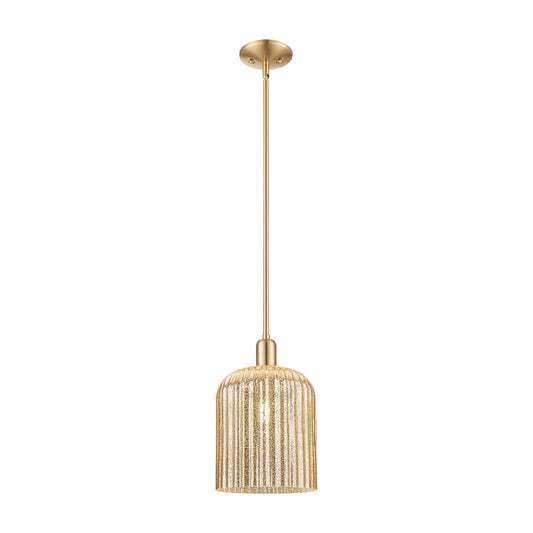 Innovations Bridal Veil 8in 1-Light Mini Pendant | Industrial Champagne Bronze Steel and Mercury Ribbed Glass | Kitchen Island | Model 716-1S-CB-G559-8ME