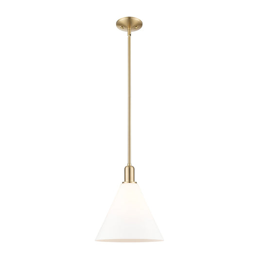 Innovations Berkshire Glass 12in 1-Light Mini Pendant | Industrial Champagne Bronze Steel and Matte White Glass | Kitchen Island | Model 716-1S-CB-GBC-121