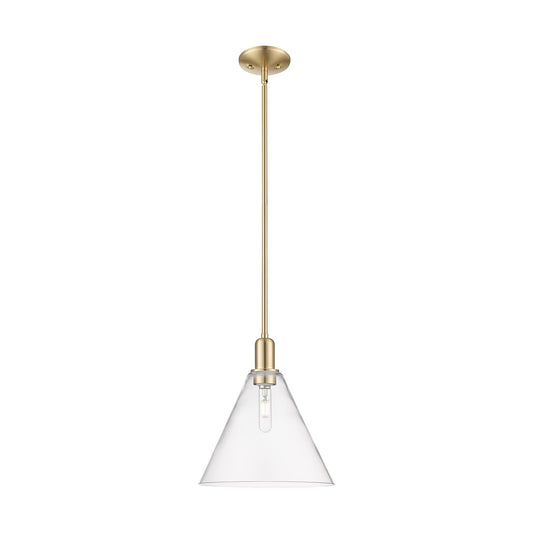 Innovations Berkshire Glass 12in 1-Light Mini Pendant | Industrial Champagne Bronze Steel and Clear Glass | Kitchen Island & | Model 716-1S-CB-GBC-122