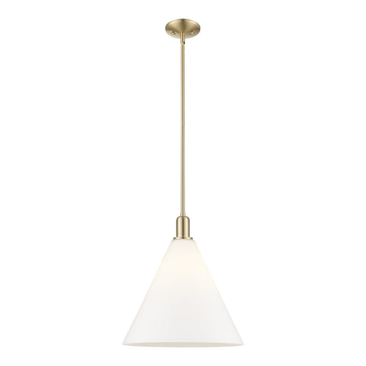 Innovations Berkshire Glass 16in 1-Light Mini Pendant | Industrial Champagne Bronze Steel and Matte White Glass | Kitchen Island | Model 716-1S-CB-GBC-161
