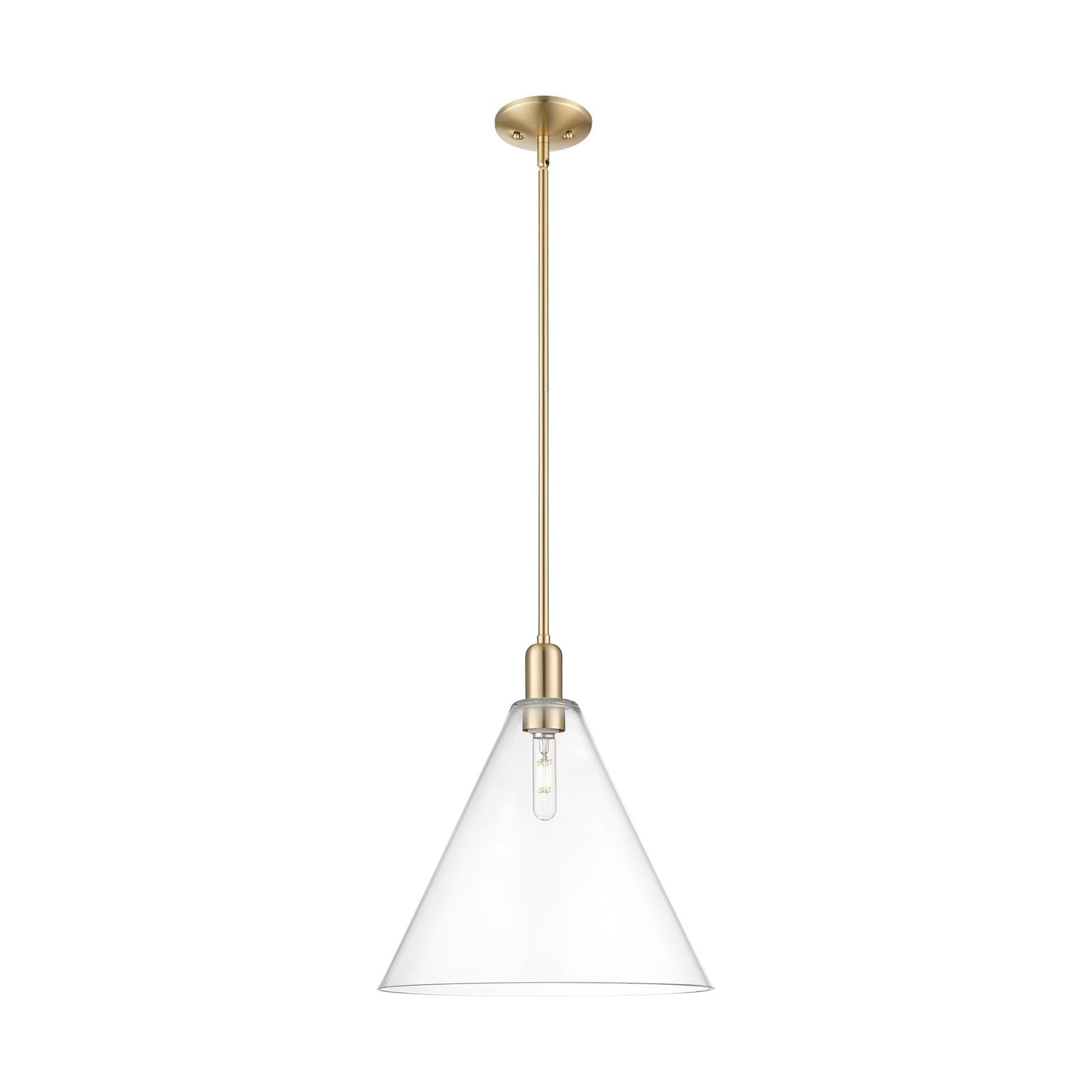 Innovations Berkshire Glass 16in 1-Light Mini Pendant | Industrial Champagne Bronze Steel and Clear Cone Glass | Kitchen Island | Model 716-1S-CB-GBC-162
