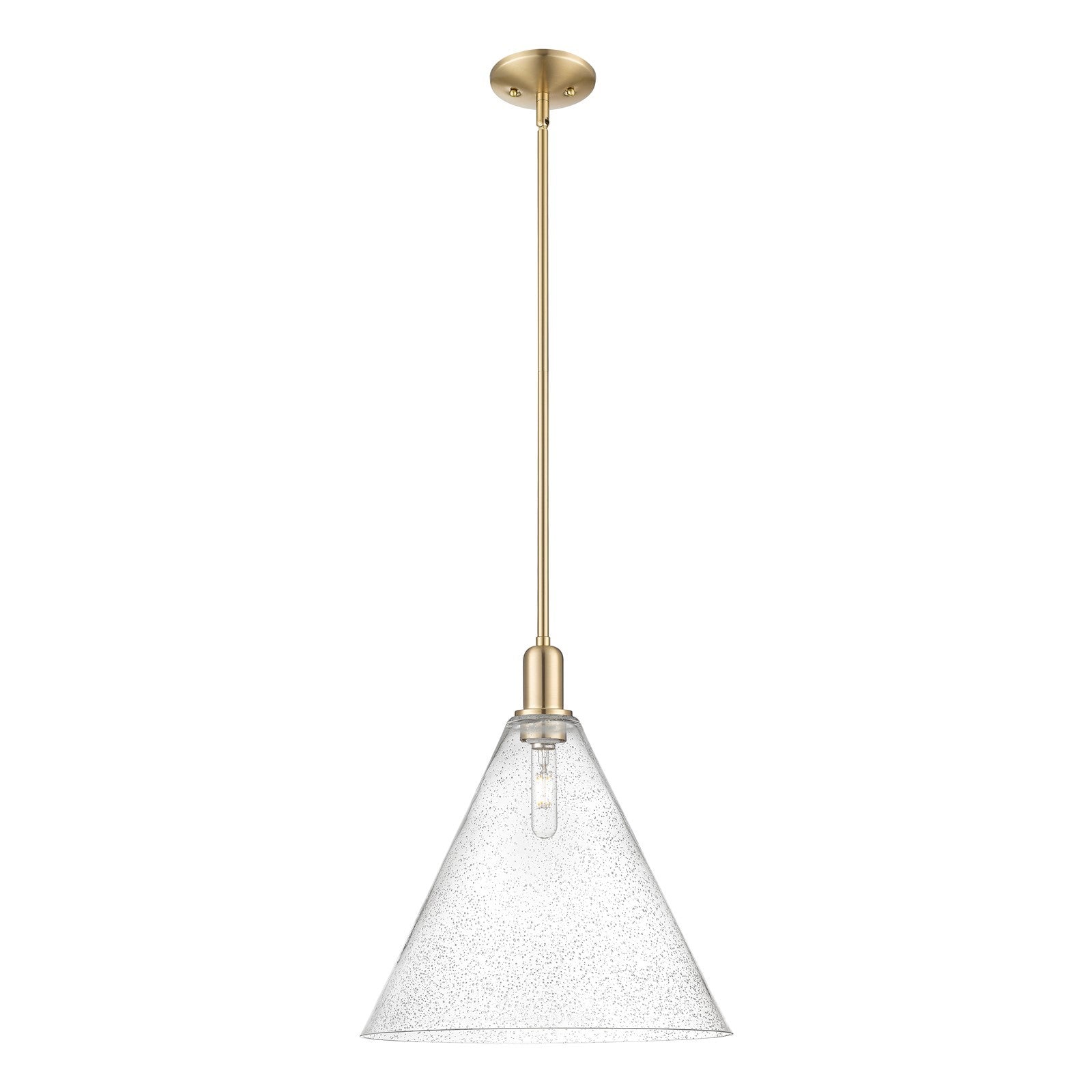 Innovations Berkshire Glass 16in 1-Light Mini Pendant | Industrial Champagne Bronze Steel and Seedy Glass | Kitchen Island & | Model 716-1S-CB-GBC-164