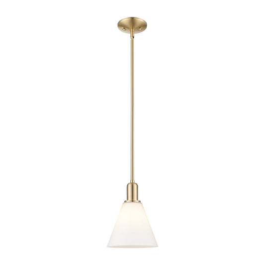 Innovations Berkshire Glass 8in 1-Light Mini Pendant | Industrial Champagne Bronze Steel and Matte White Glass | Kitchen Island & | Model 716-1S-CB-GBC-81