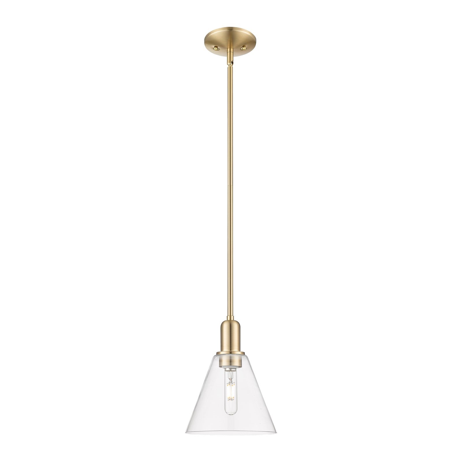 Innovations Berkshire Glass 8in 1-Light Mini Pendant | Industrial Champagne Bronze Steel and Clear Glass | Kitchen Island & | Model 716-1S-CB-GBC-82