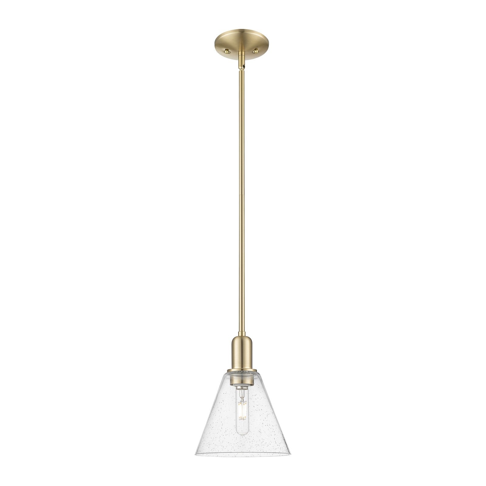 Innovations Berkshire Glass 8in 1-Light Mini Pendant | Industrial Champagne Bronze Steel and Seedy Glass | Kitchen Island & | Model 716-1S-CB-GBC-84