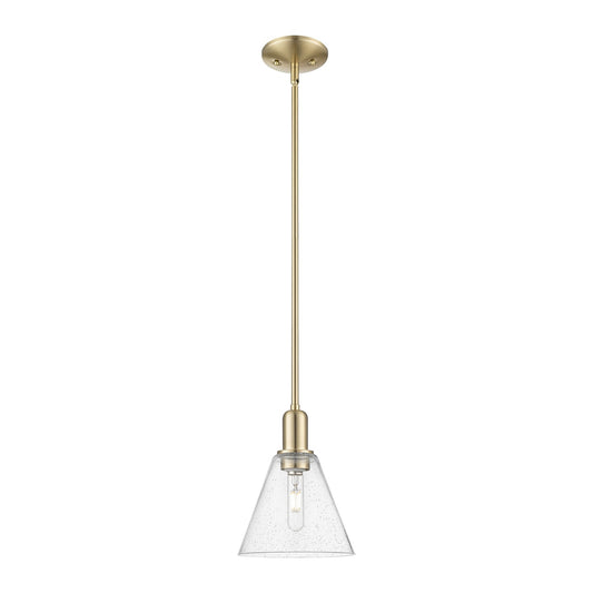Innovations Berkshire Glass 8in 1-Light Mini Pendant | Industrial Champagne Bronze Steel and Seedy Glass | Kitchen Island & | Model 716-1S-CB-GBC-84