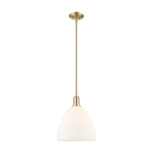 Innovations Bristol 12in 1-Light Mini Pendant | Industrial Champagne Bronze Steel and Matte White Glass | Kitchen Island & | Model 716-1S-CB-GBD-121