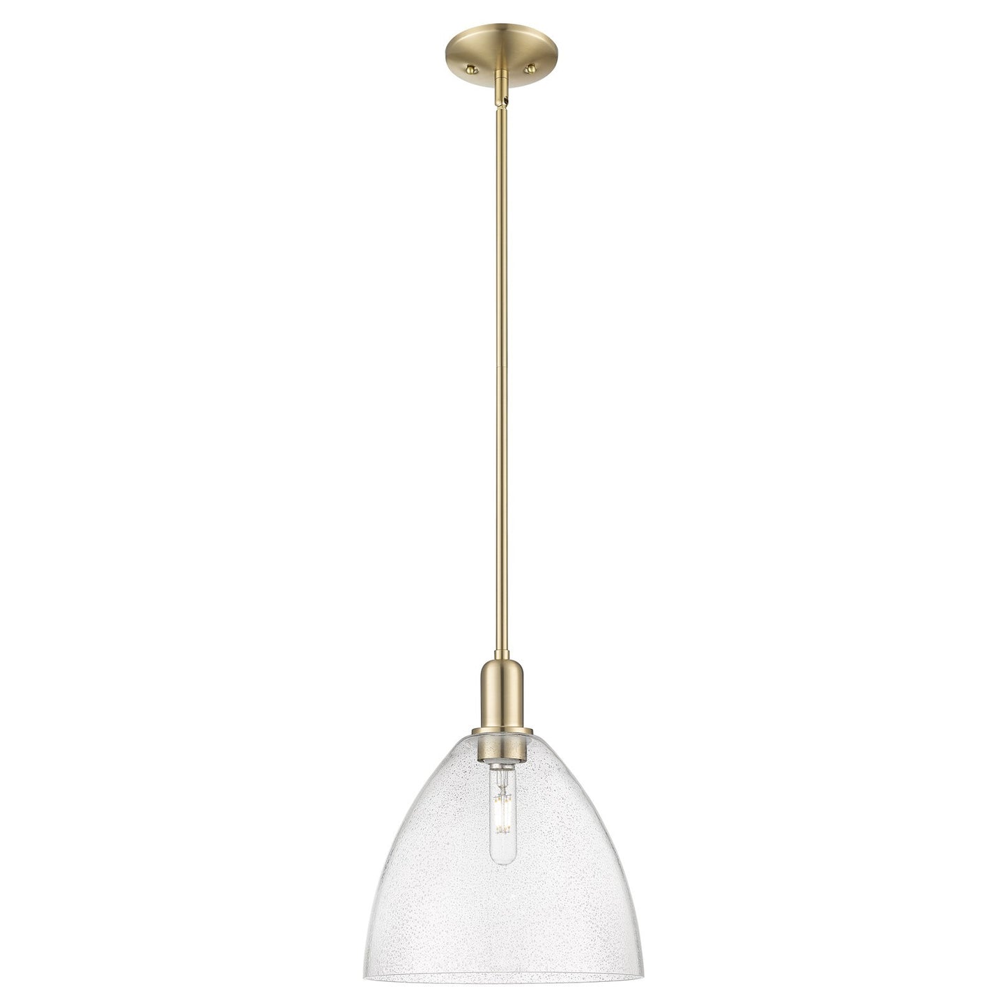 Innovations Bristol 12in 1-Light Mini Pendant | Industrial Champagne Bronze Steel and Seedy Glass | Kitchen Island & Dining Room | Model 716-1S-CB-GBD-124