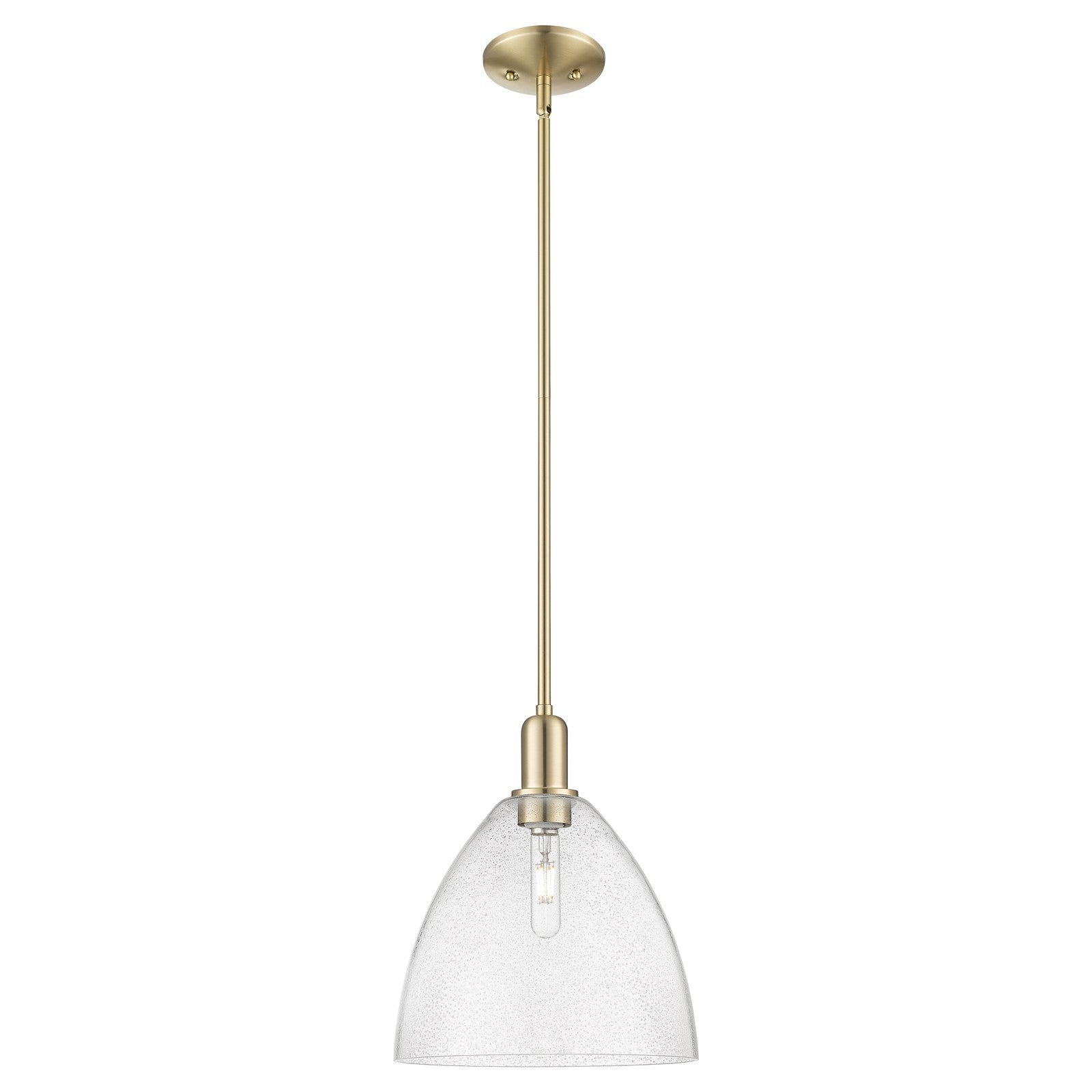 Innovations Bristol 12in 1-Light Mini Pendant | Industrial Champagne Bronze Steel and Seedy Glass | Kitchen Island & Dining Room | Model 716-1S-CB-GBD-124