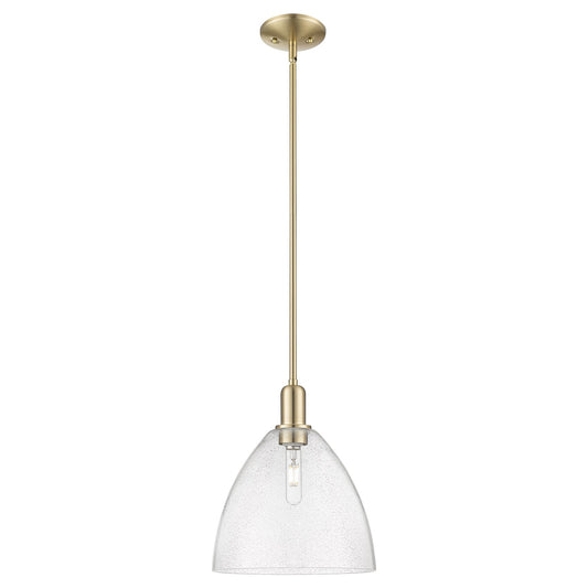 Innovations Bristol 12in 1-Light Mini Pendant | Industrial Champagne Bronze Steel and Seedy Glass | Kitchen Island & Dining Room | Model 716-1S-CB-GBD-124